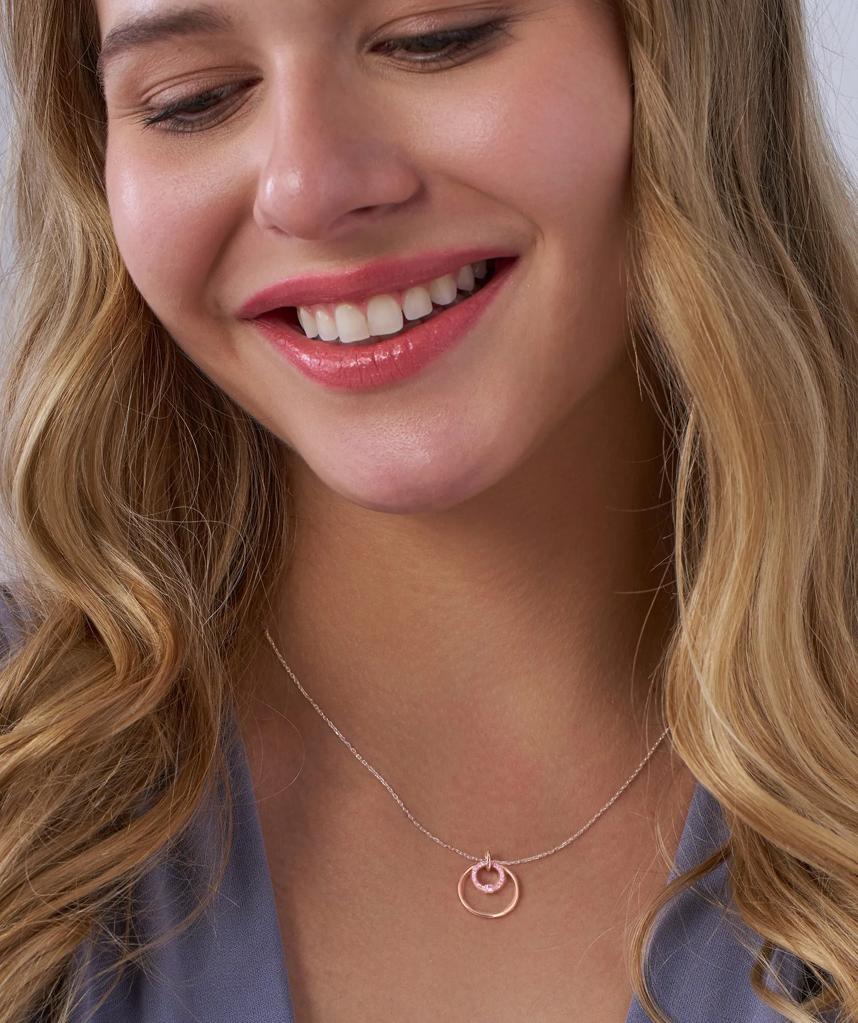 Pink Halo Circle Gold Necklace