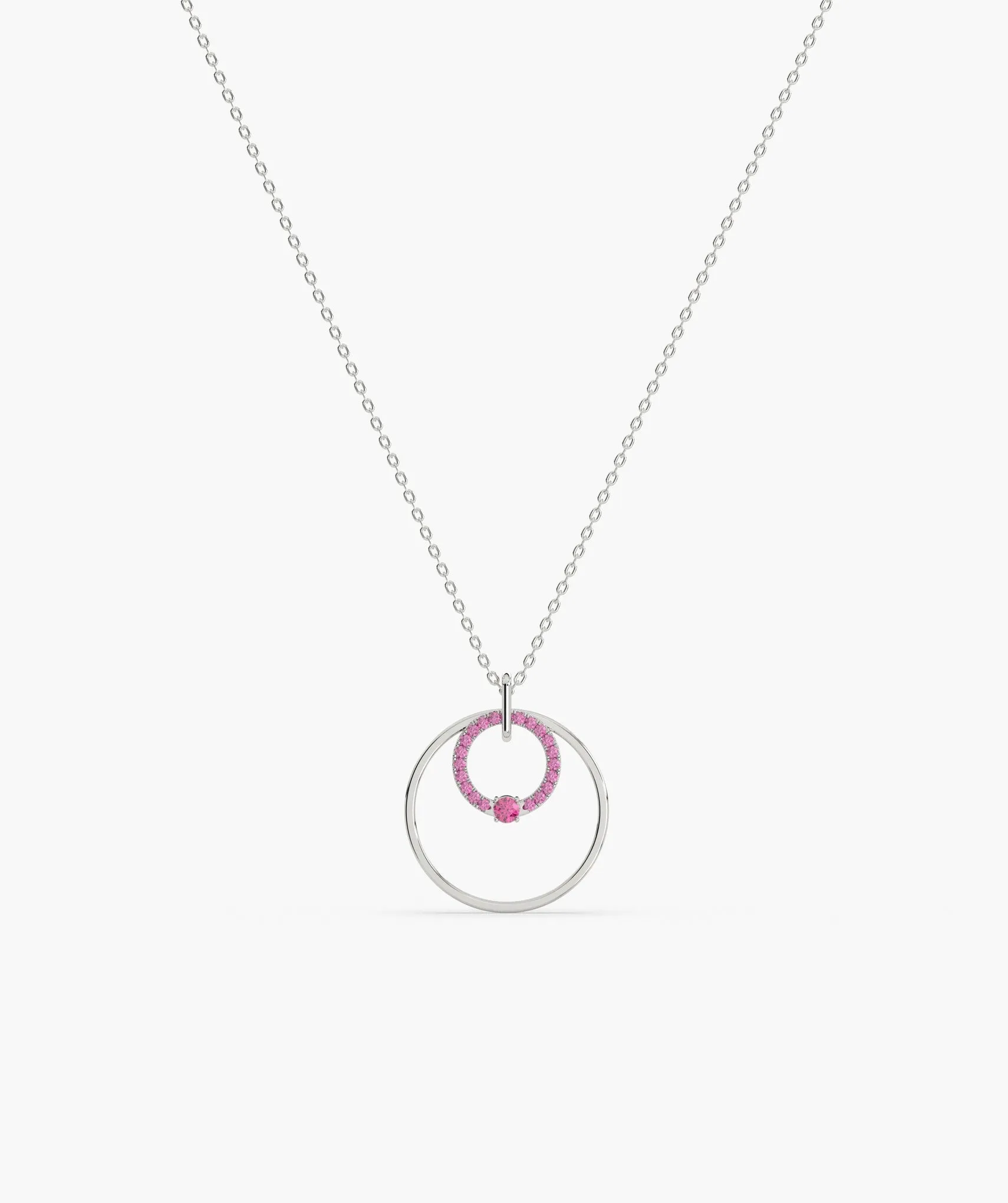 Pink Halo Circle Gold Necklace