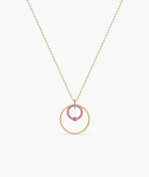 Pink Halo Circle Gold Necklace