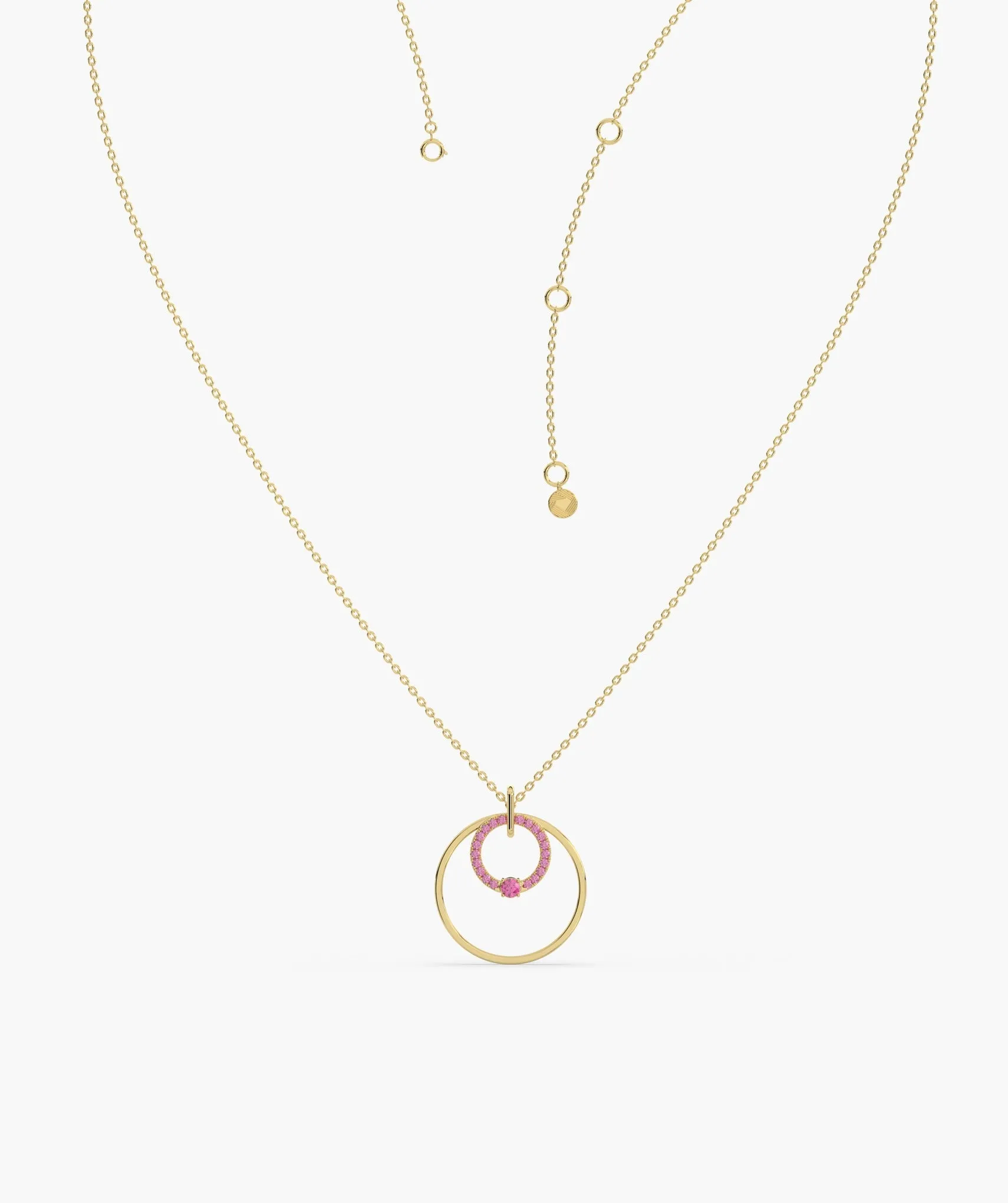 Pink Halo Circle Gold Necklace