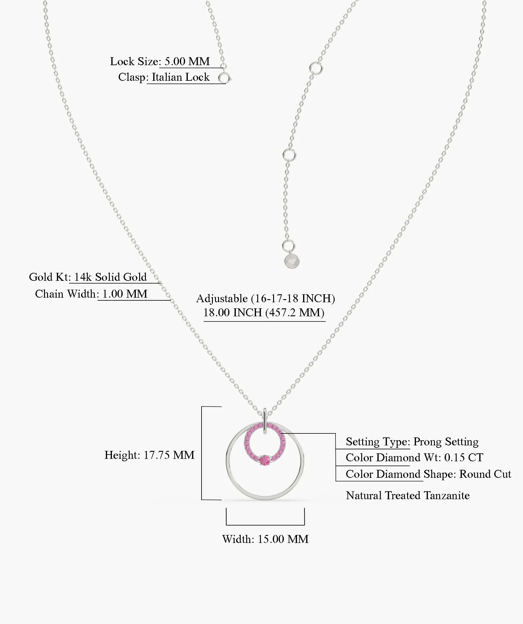 Pink Halo Circle Gold Necklace