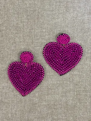Pink Heart Post Earrings