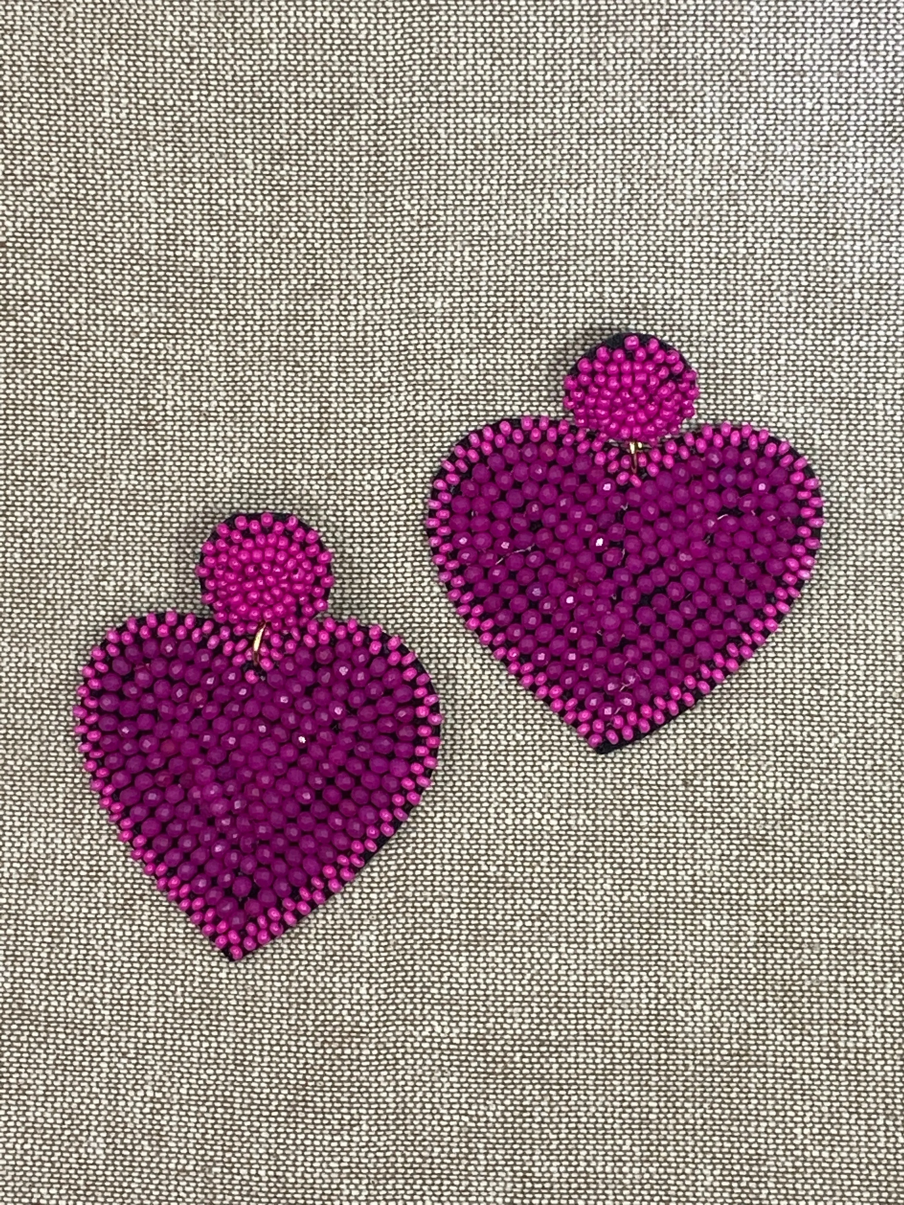 Pink Heart Post Earrings