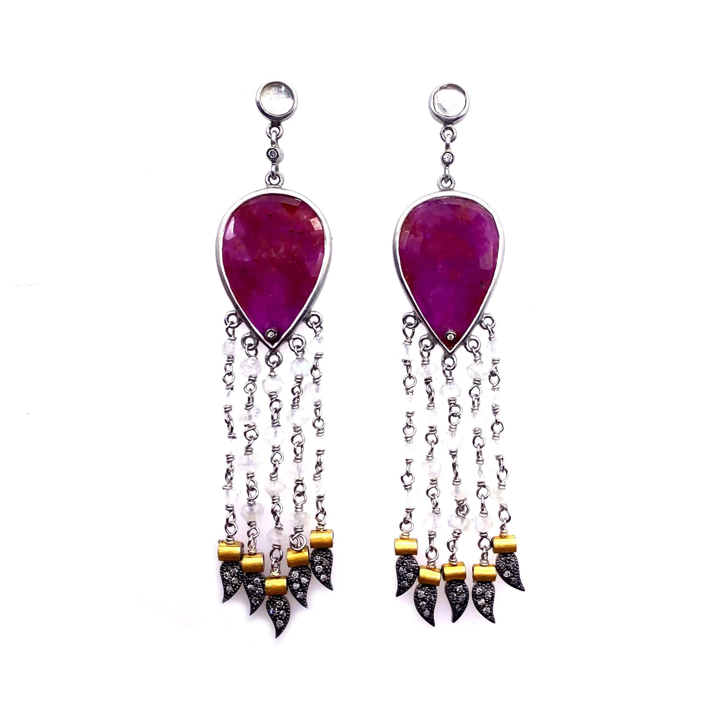 Pink Sapphire Sterling Silver Drop Earrings