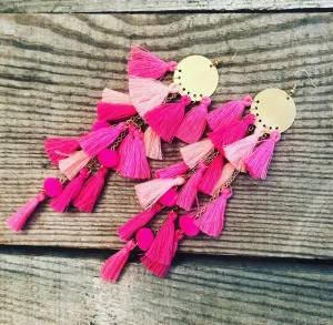 Pink Shades Tassel Earrings