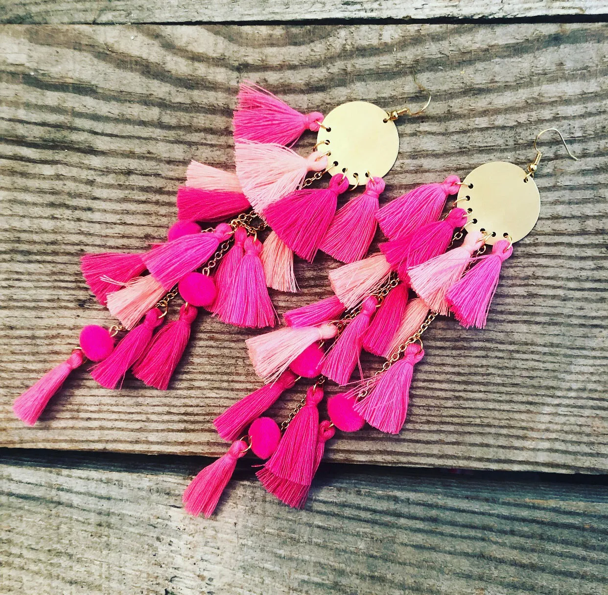 Pink Shades Tassel Earrings