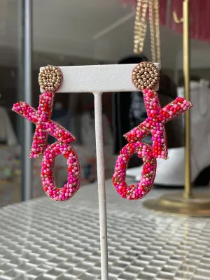Pink “XO” Beaded Earrings