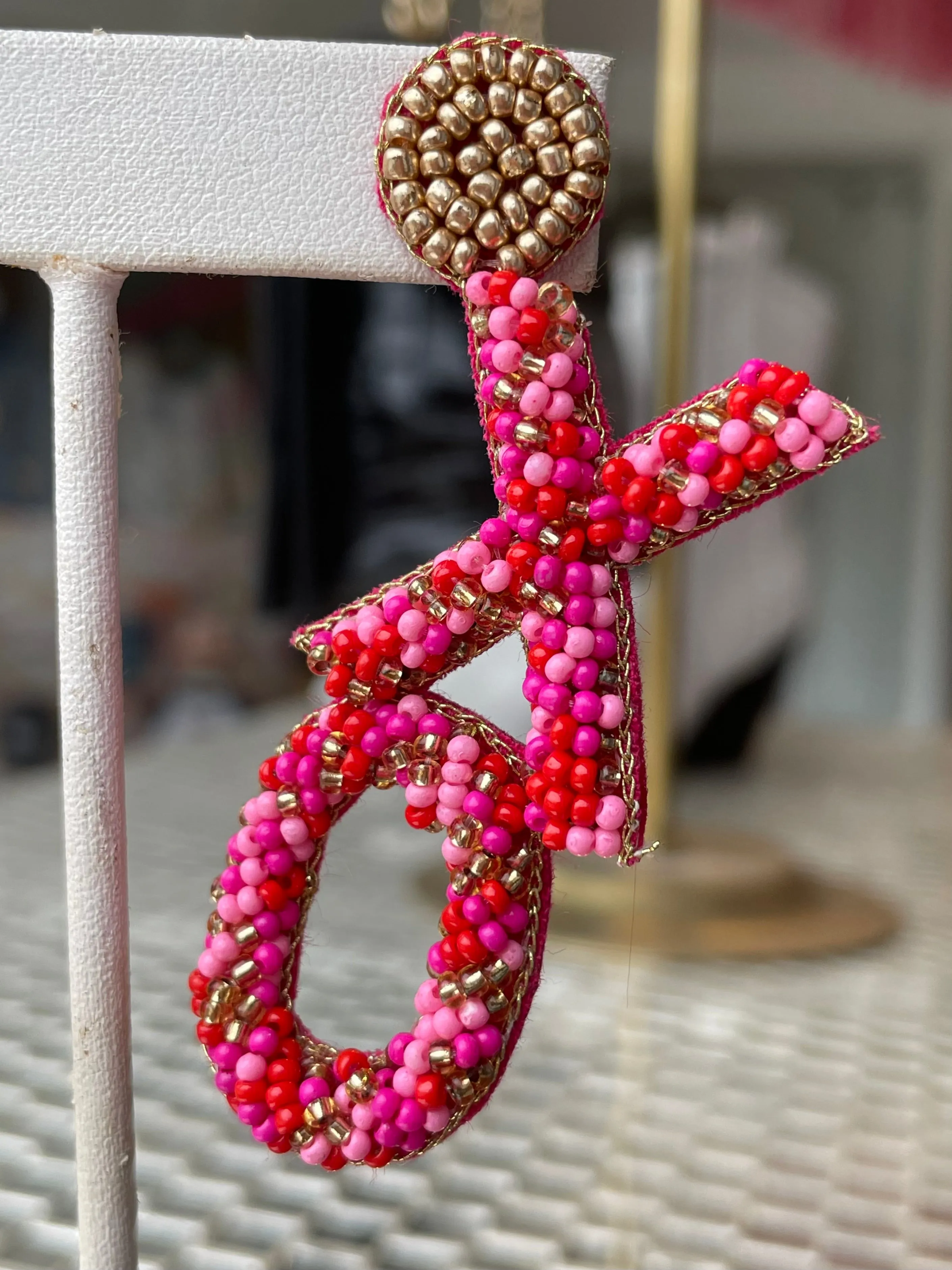 Pink “XO” Beaded Earrings