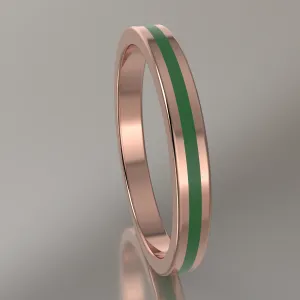 Polished Rose Gold 2.5mm Stacking Transparent Green Resin