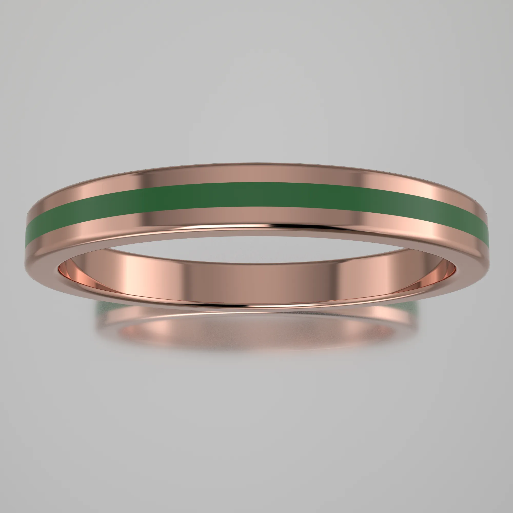 Polished Rose Gold 2.5mm Stacking Transparent Green Resin