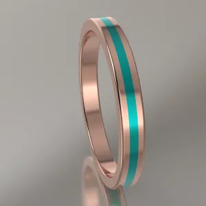 Polished Rose Gold 2.5mm Stacking Turquoise Resin