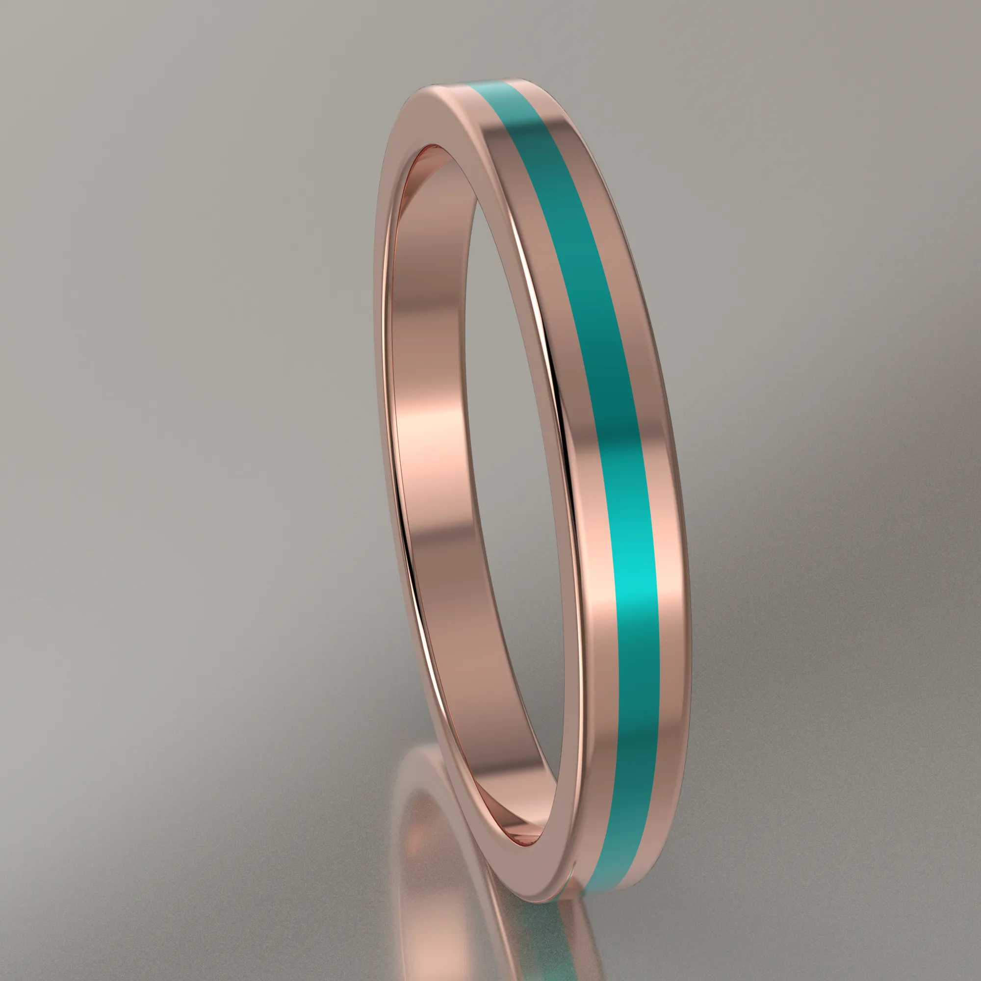 Polished Rose Gold 2.5mm Stacking Turquoise Resin
