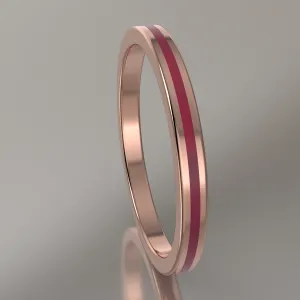 Polished Rose Gold 2mm Stacking Ring Transparent Pink Resin