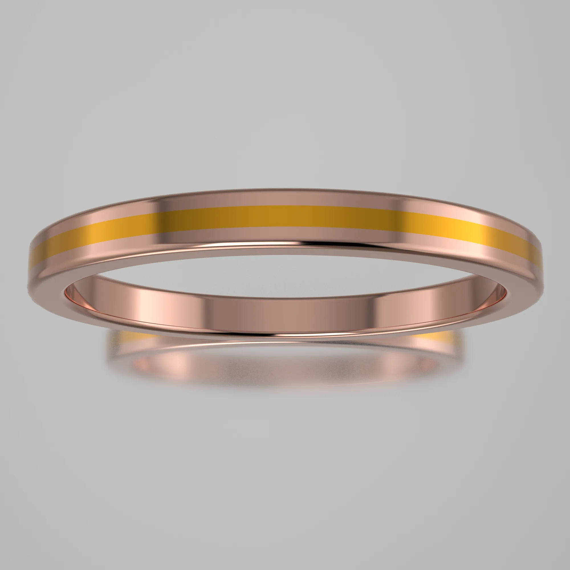 Polished Rose Gold 2mm Stacking Ring Yellow Resin