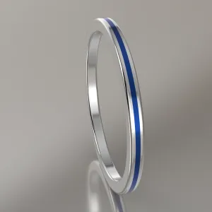 Polished Silver 1.5mm Stacking Ring Blue Resin