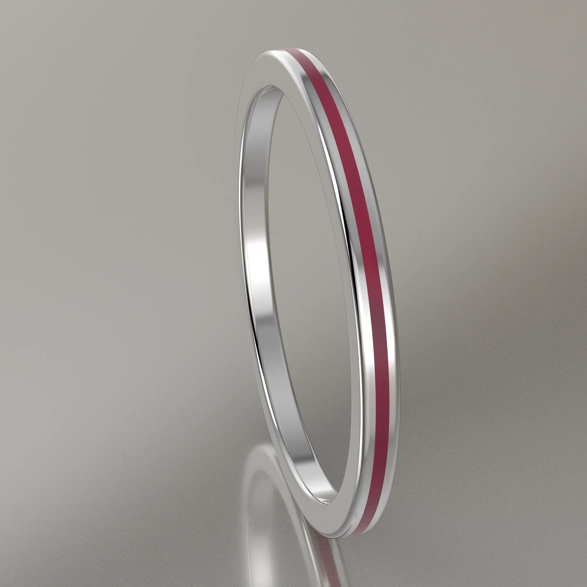 Polished Sterling Silver 1.5mm Stacking Ring Transparent Pink Resin