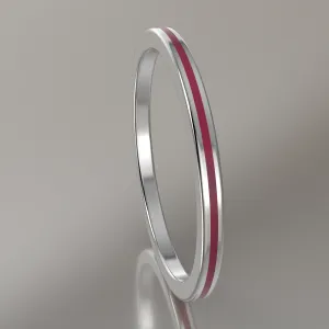 Polished Sterling Silver 1.5mm Stacking Ring Transparent Pink Resin