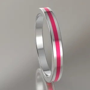 Polished Sterling Silver 2.5mm Stacking Ring Pink Resin