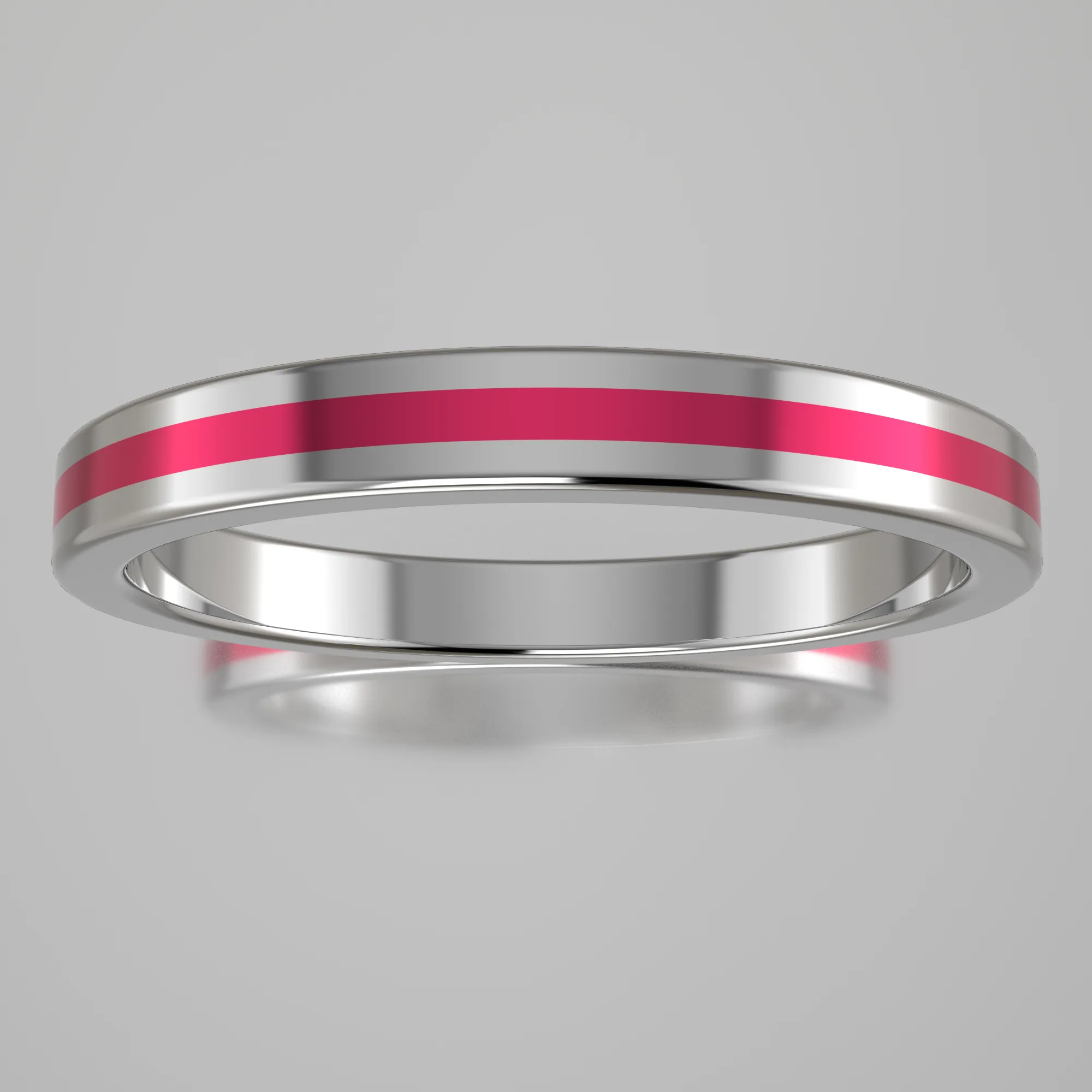 Polished Sterling Silver 2.5mm Stacking Ring Pink Resin