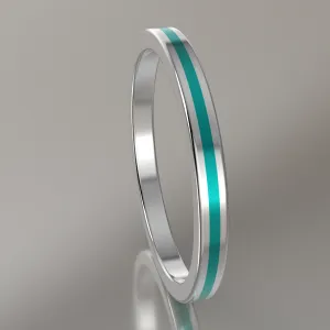 Polished Sterling Silver 2mm Stacking Ring Turquoise Resin