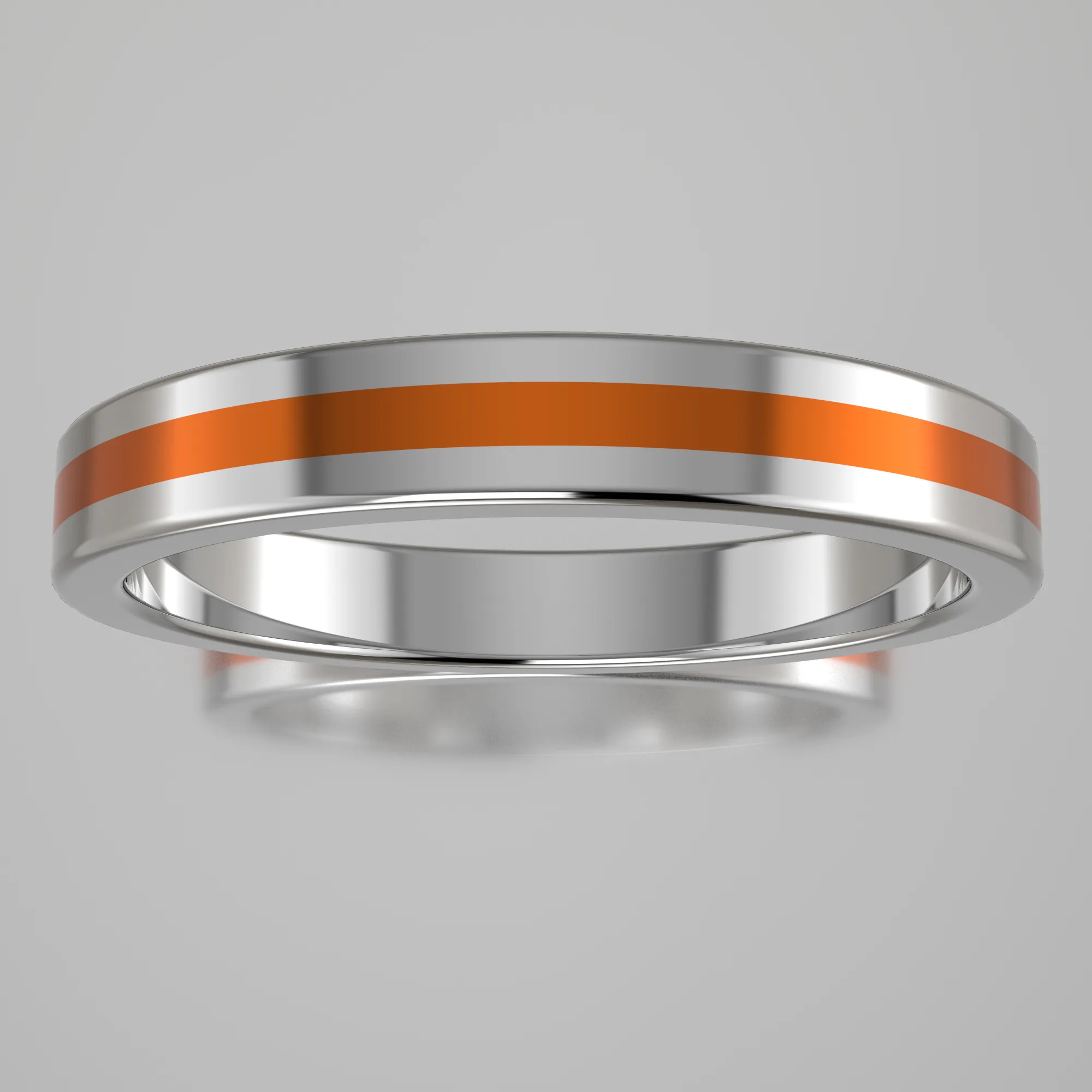 Polished Sterling Silver 3mm Stacking Ring Orange Resin