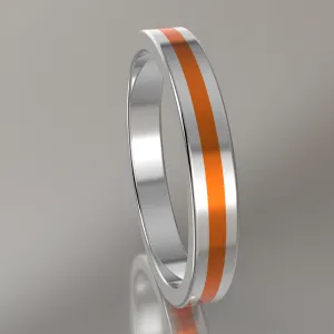 Polished Sterling Silver 3mm Stacking Ring Orange Resin