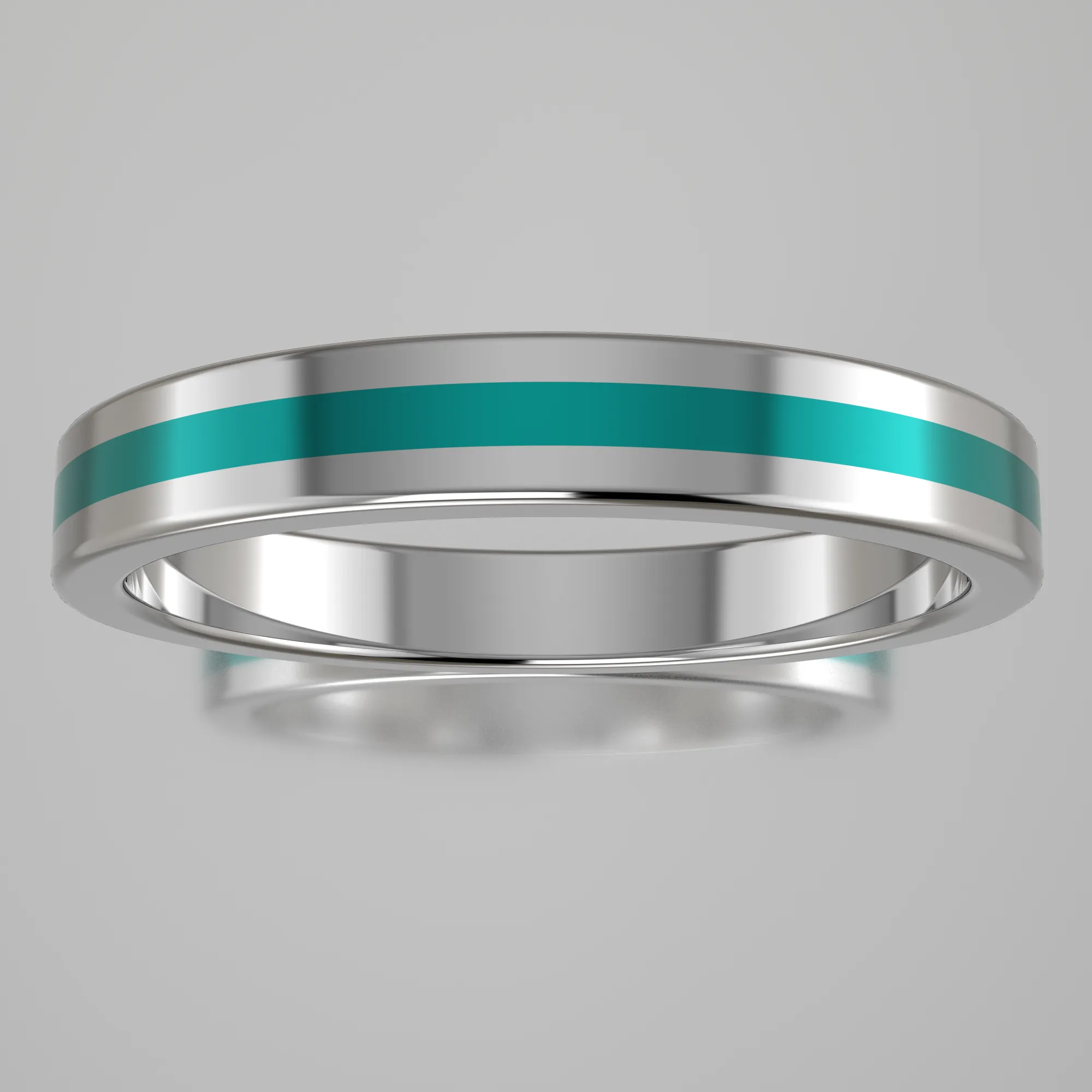 Polished Sterling Silver 3mm Stacking Ring Turquoise Resin