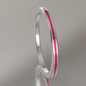 Polished White Gold 1.5mm Stacking Ring Pink Resin