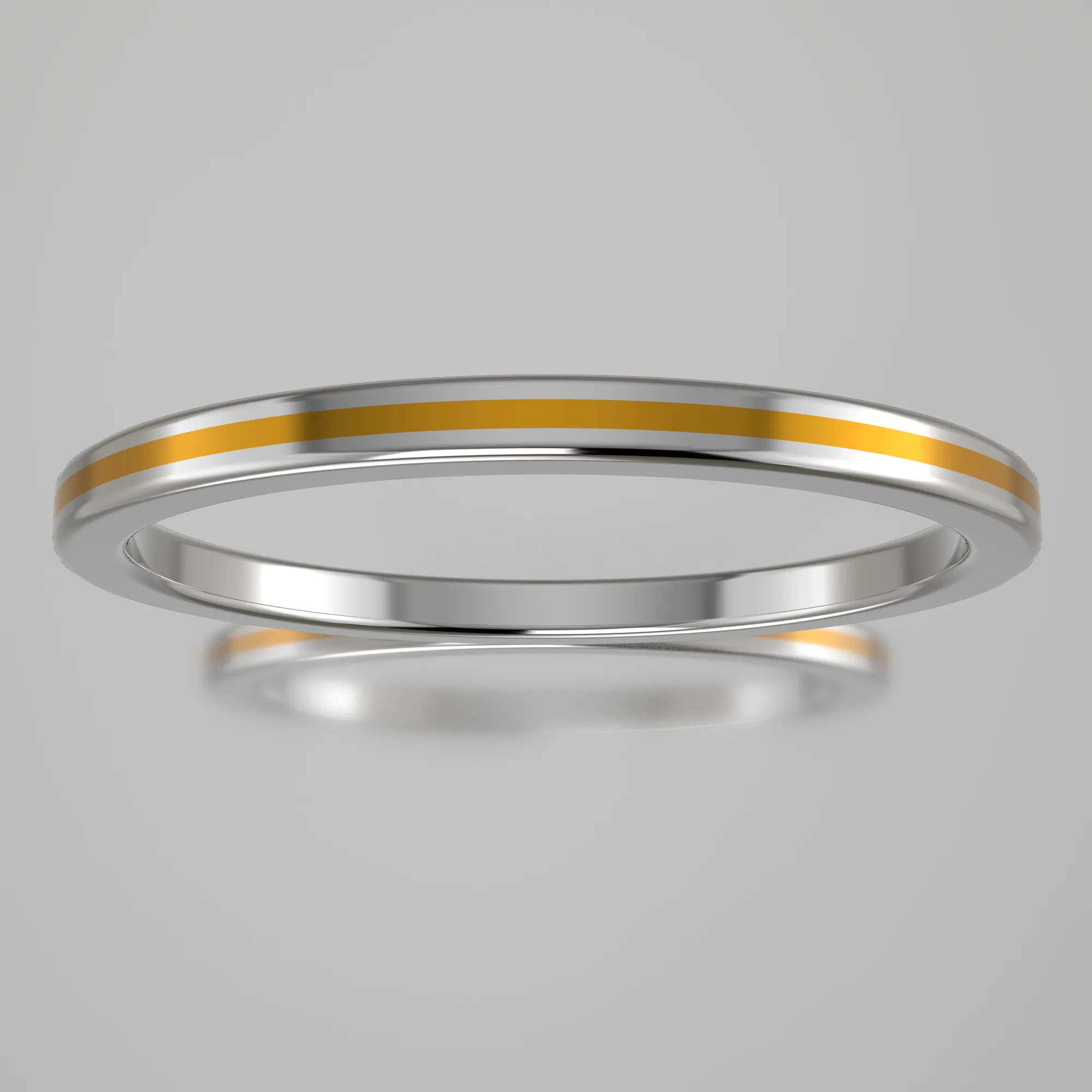 Polished White Gold 1.5mm Stacking Ring Yellow Resin