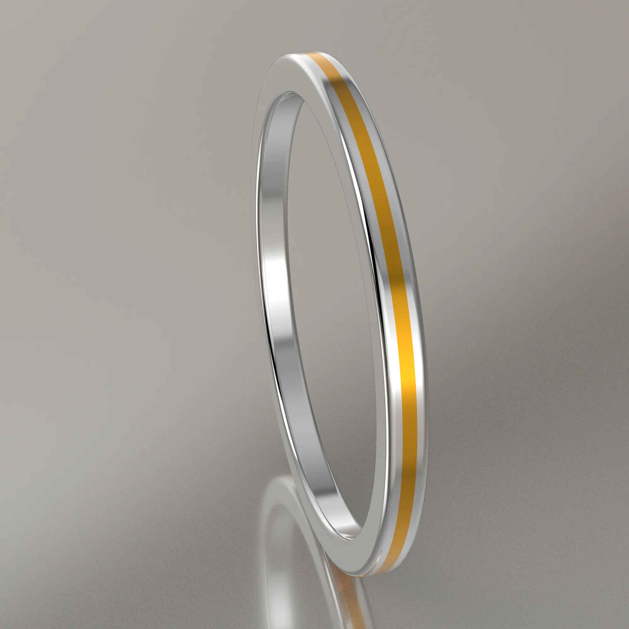 Polished White Gold 1.5mm Stacking Ring Yellow Resin