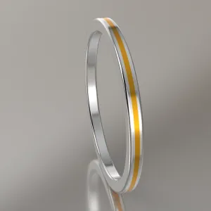 Polished White Gold 1.5mm Stacking Ring Yellow Resin