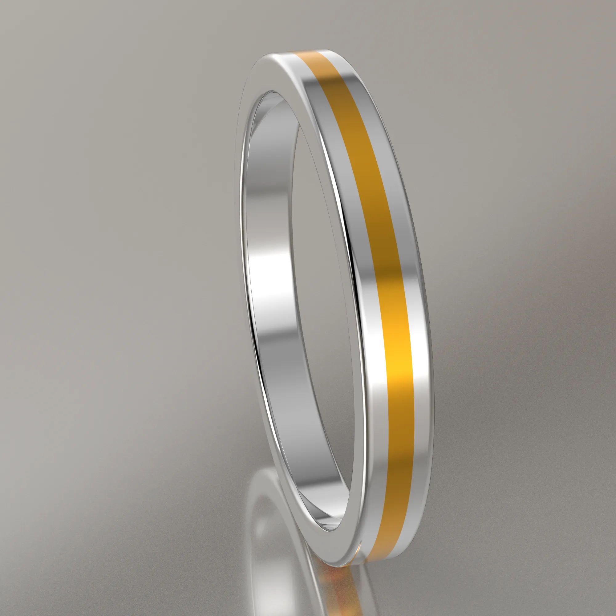 Polished White Gold 2.5mm Stacking Ring Yellow Resin