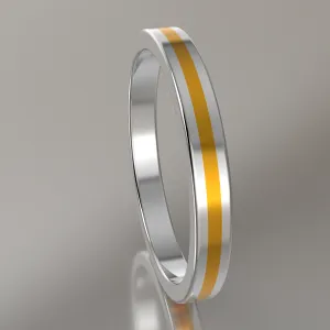 Polished White Gold 2.5mm Stacking Ring Yellow Resin