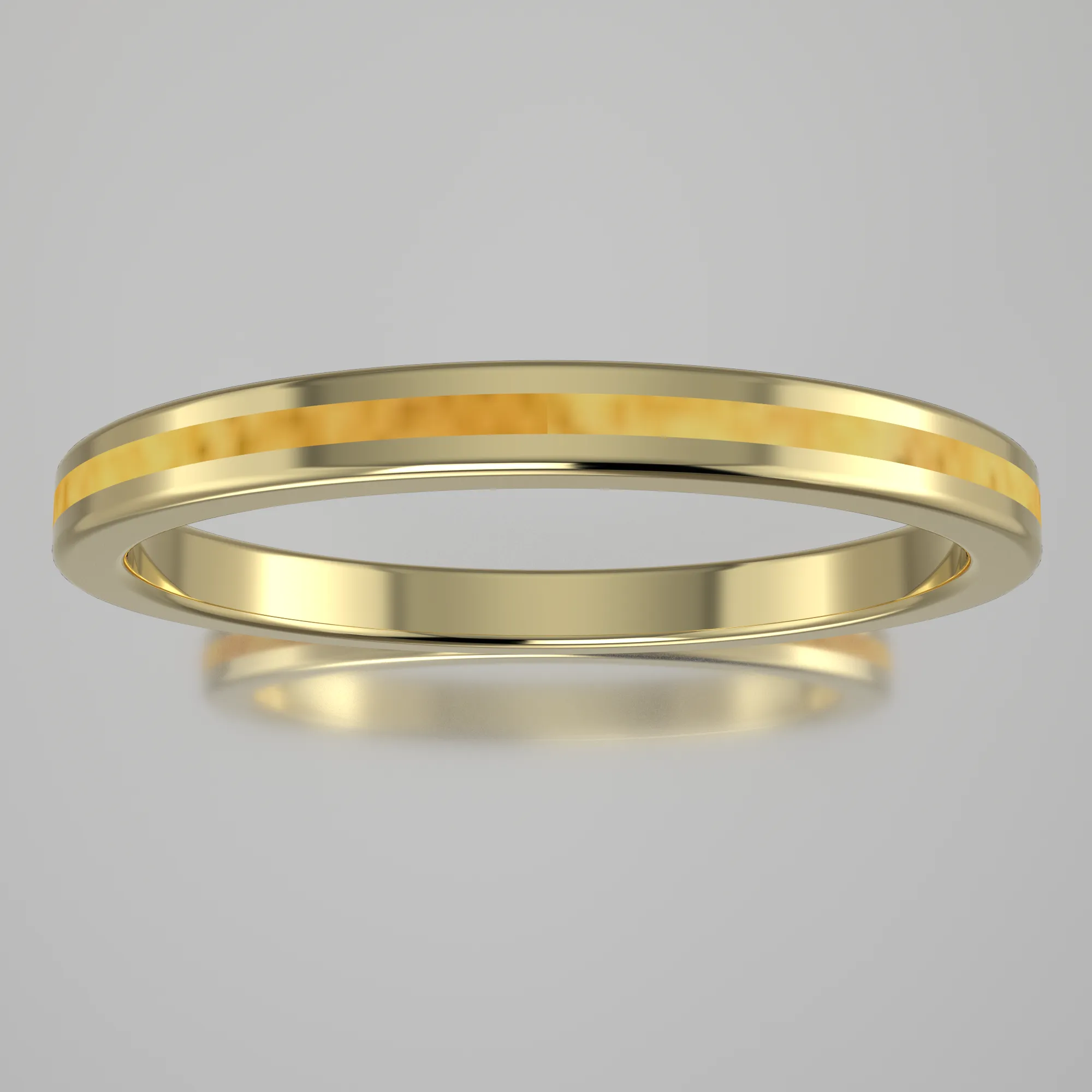 Polished Yellow Gold 2mm Stacking Ring Shimmering Gold Resin