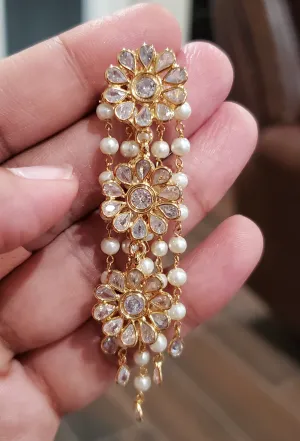 Polki Pearl Tassel Earrings