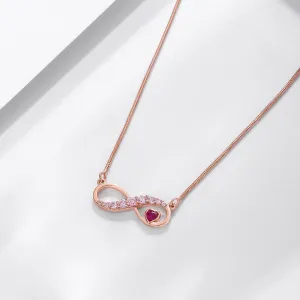Pure Silver Necklace - Eternal Blush of Ruby Heart