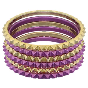 Purple Two-Tone Spike Stacked Bracelet