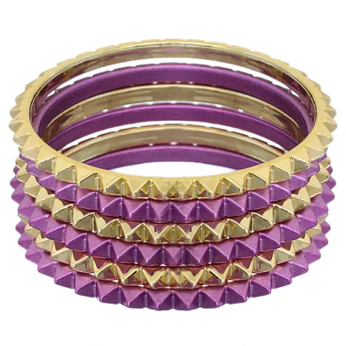 Purple Two-Tone Spike Stacked Bracelet