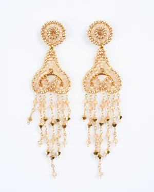 pyrite, miyuki earrings- gold