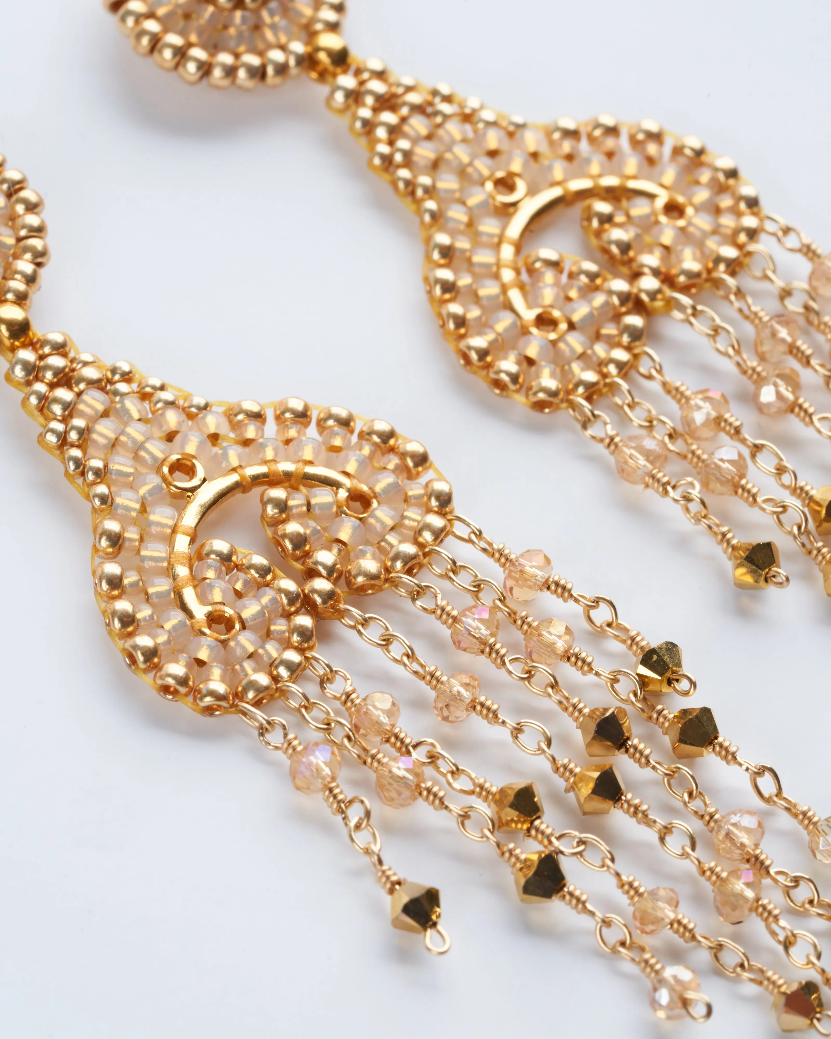 pyrite, miyuki earrings- gold