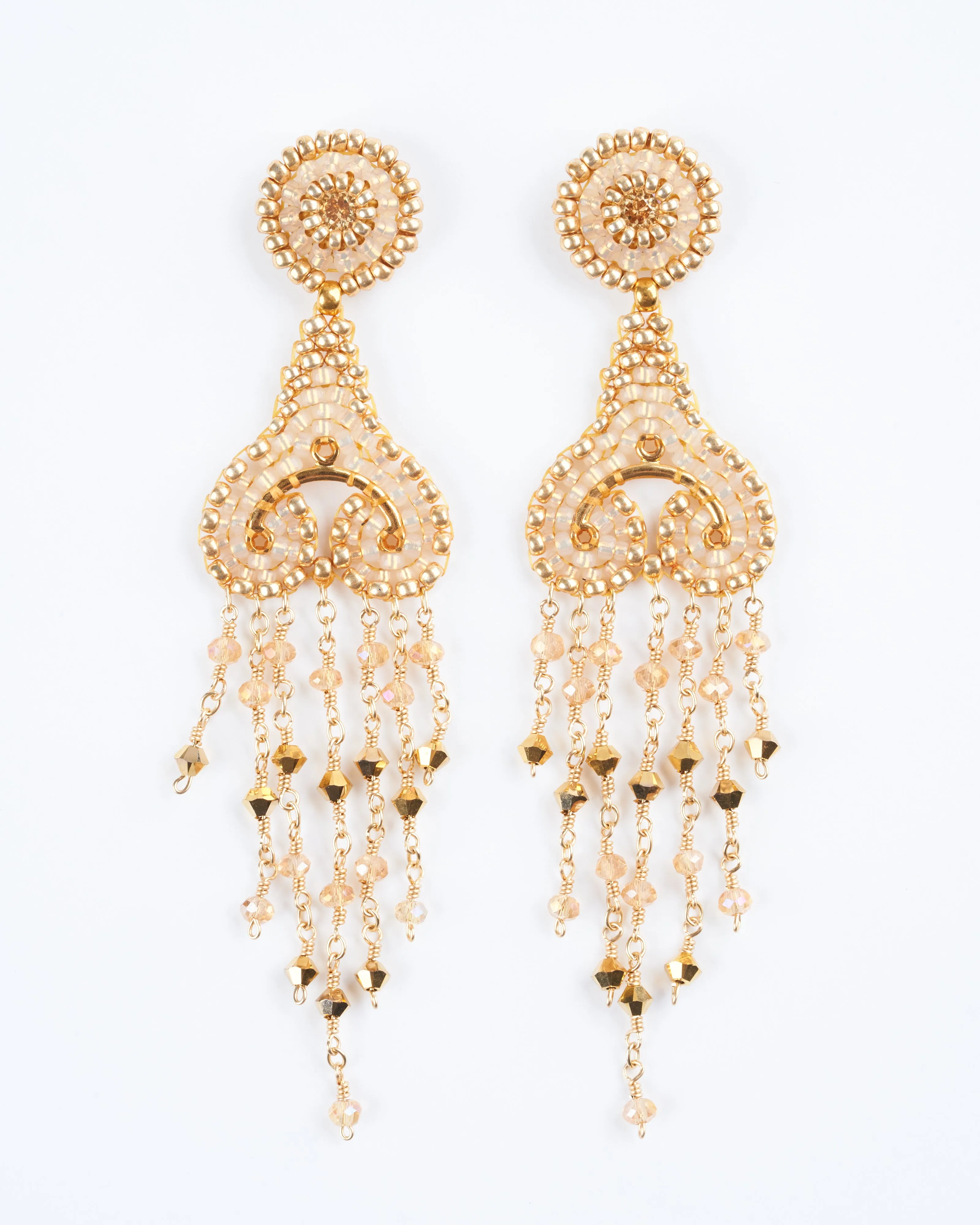 pyrite, miyuki earrings- gold