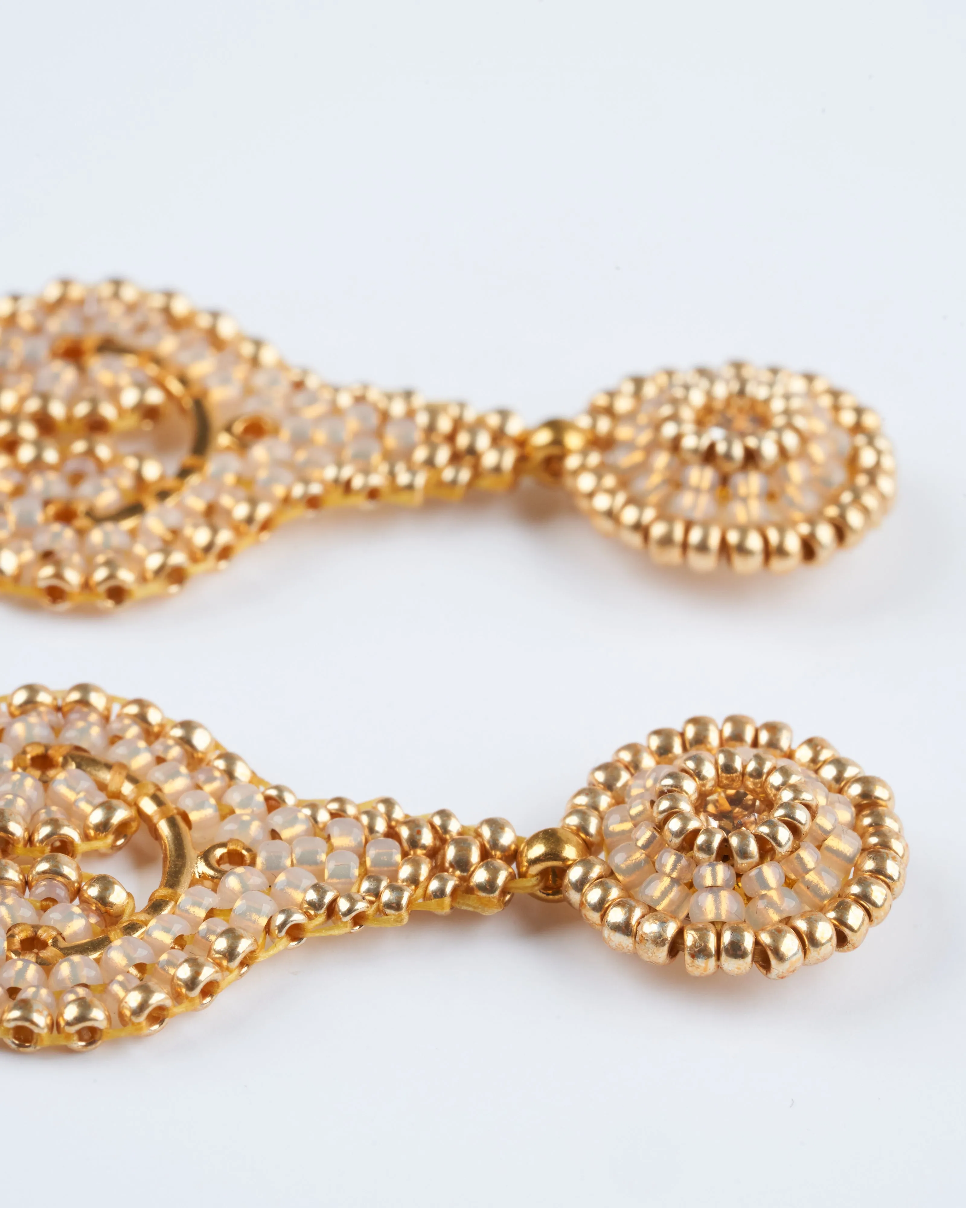 pyrite, miyuki earrings- gold