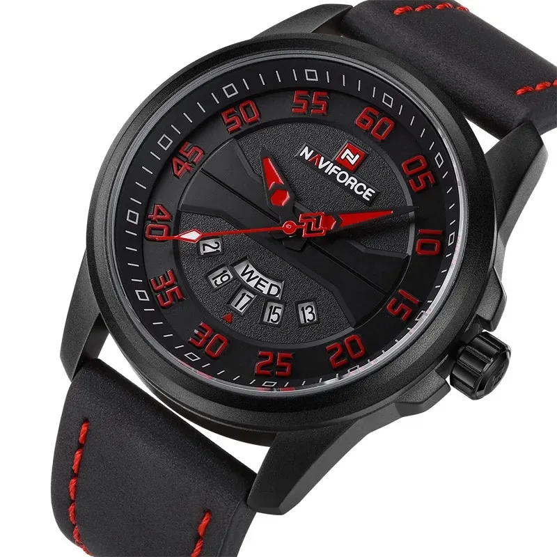Quartz watch with leather strap