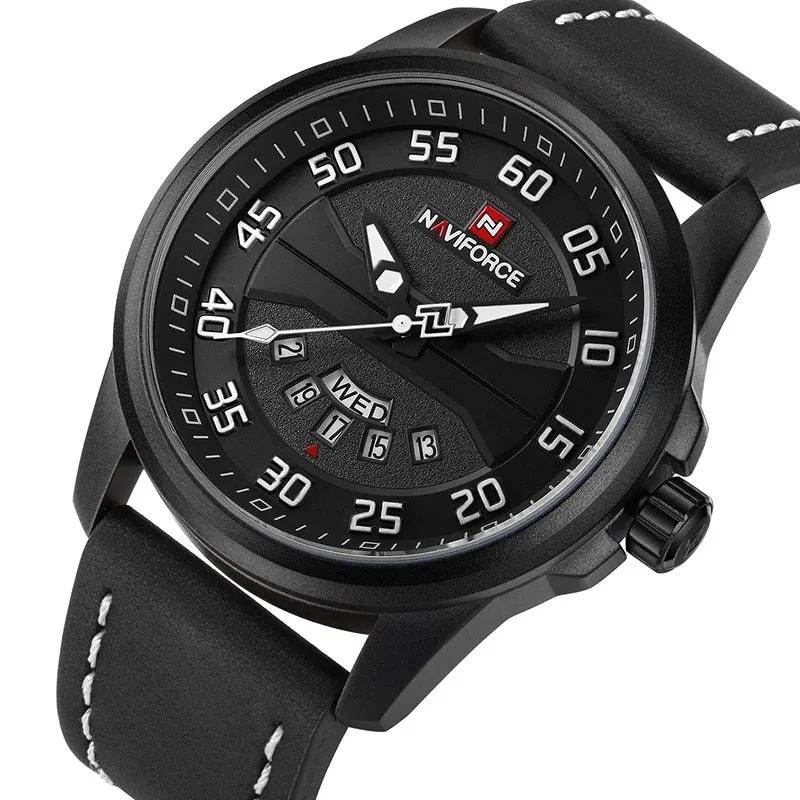 Quartz watch with leather strap