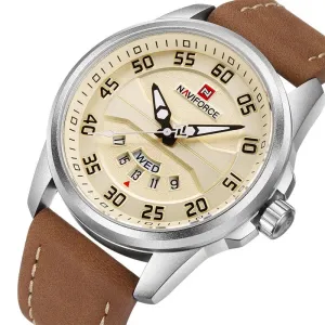 Quartz watch with leather strap