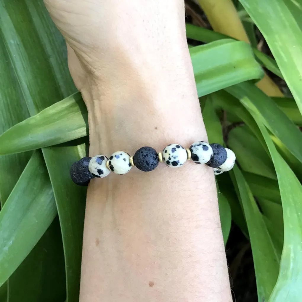 "Balance" Dalmatian Jasper  Essential Oil Diffuser Bracelet