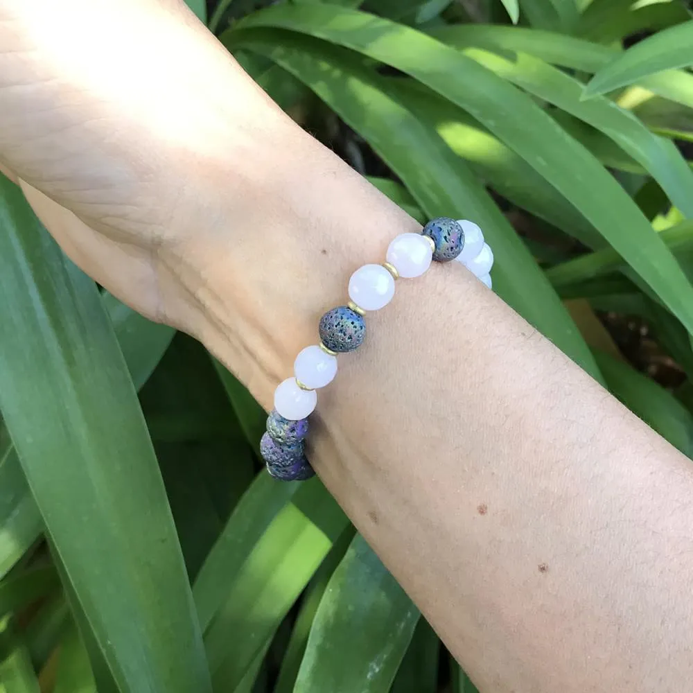 "Love" Rose Quartz Essential Oil Diffuser Bracelet