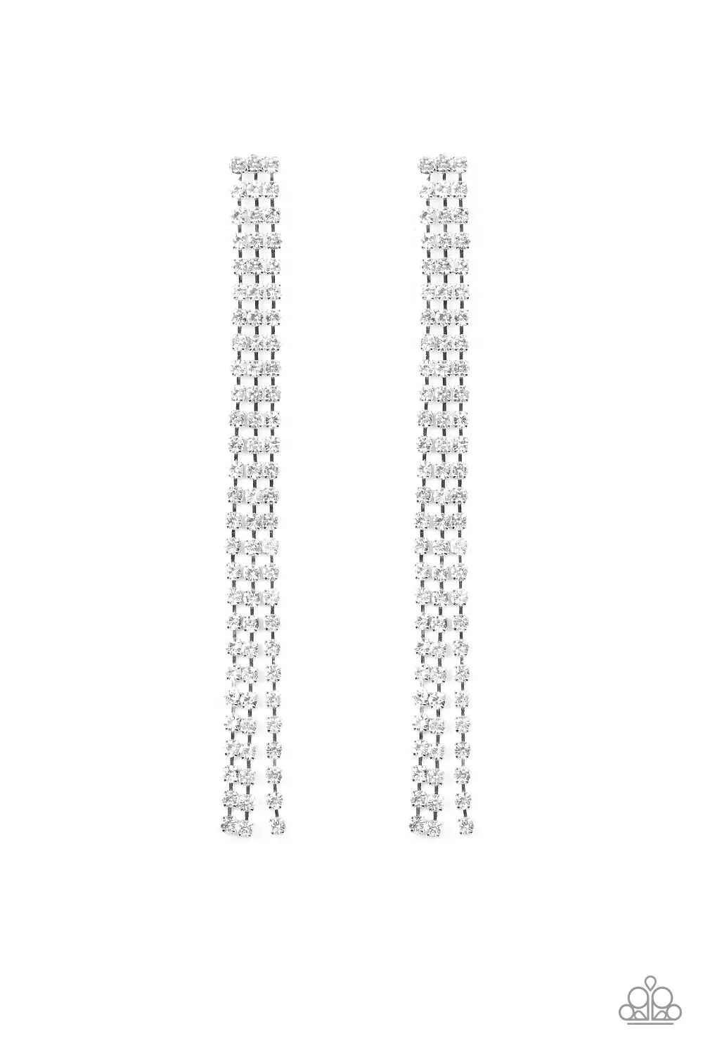 "Stellar Starlight" Black Metal & Clear/White Rhinestone Tassel Earrings