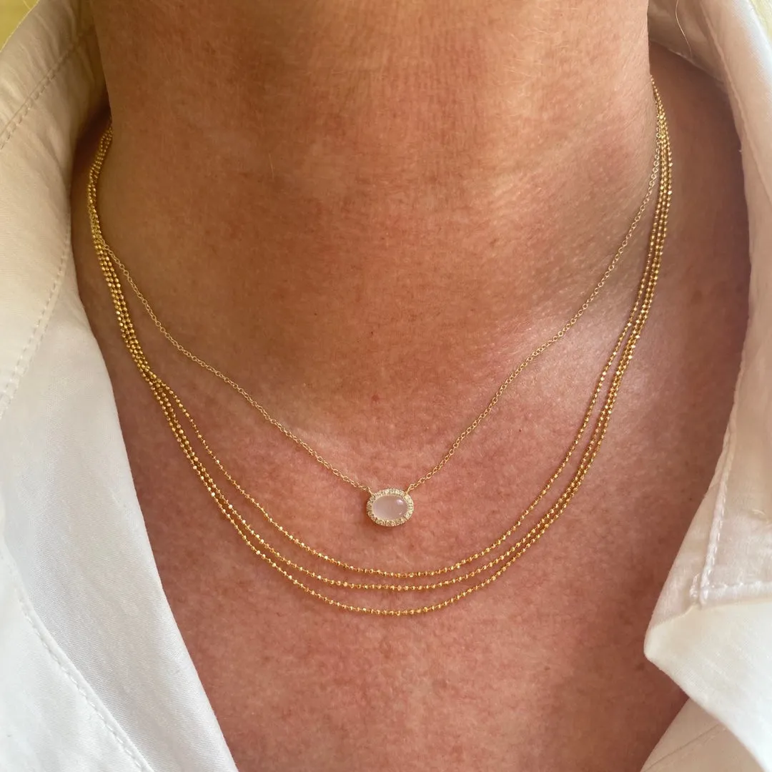 Rainbow Moonstone & Diamond Necklace
