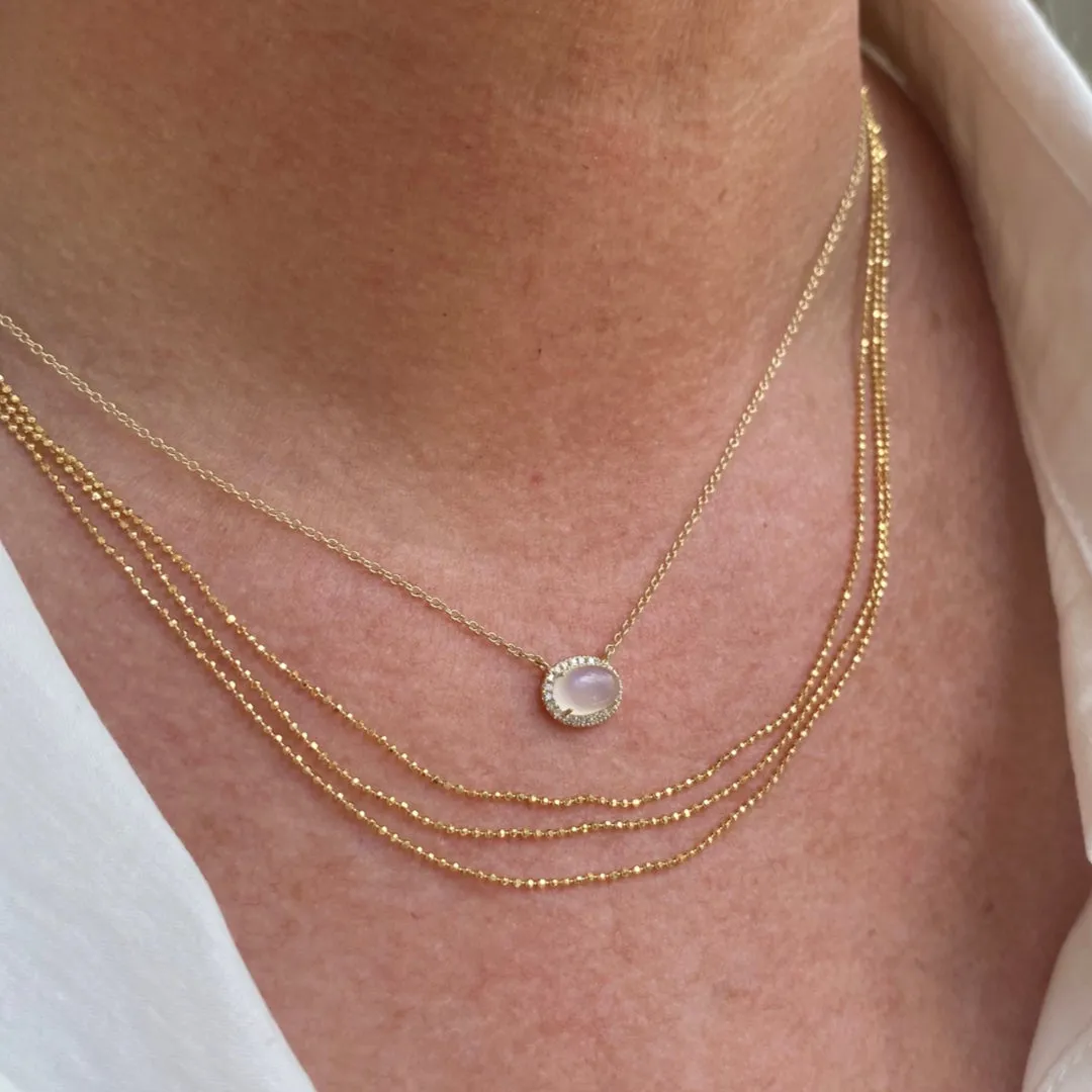 Rainbow Moonstone & Diamond Necklace